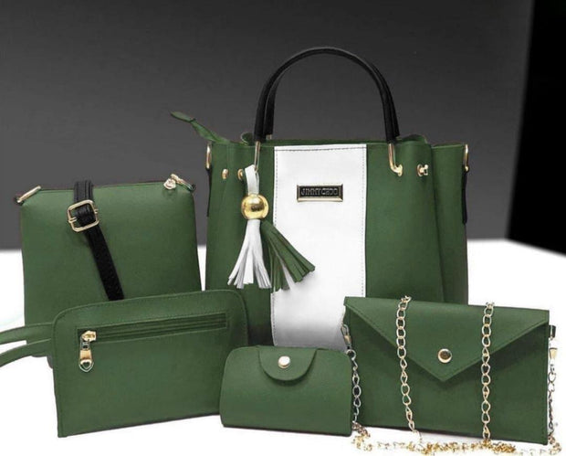 Women's Stylish PU Leather Hand Bag Set - 5 Pcs